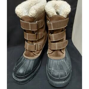 LL Bean Mens Winter Boots Size 10 Medium Brown Black Sherpa insulated Rubber